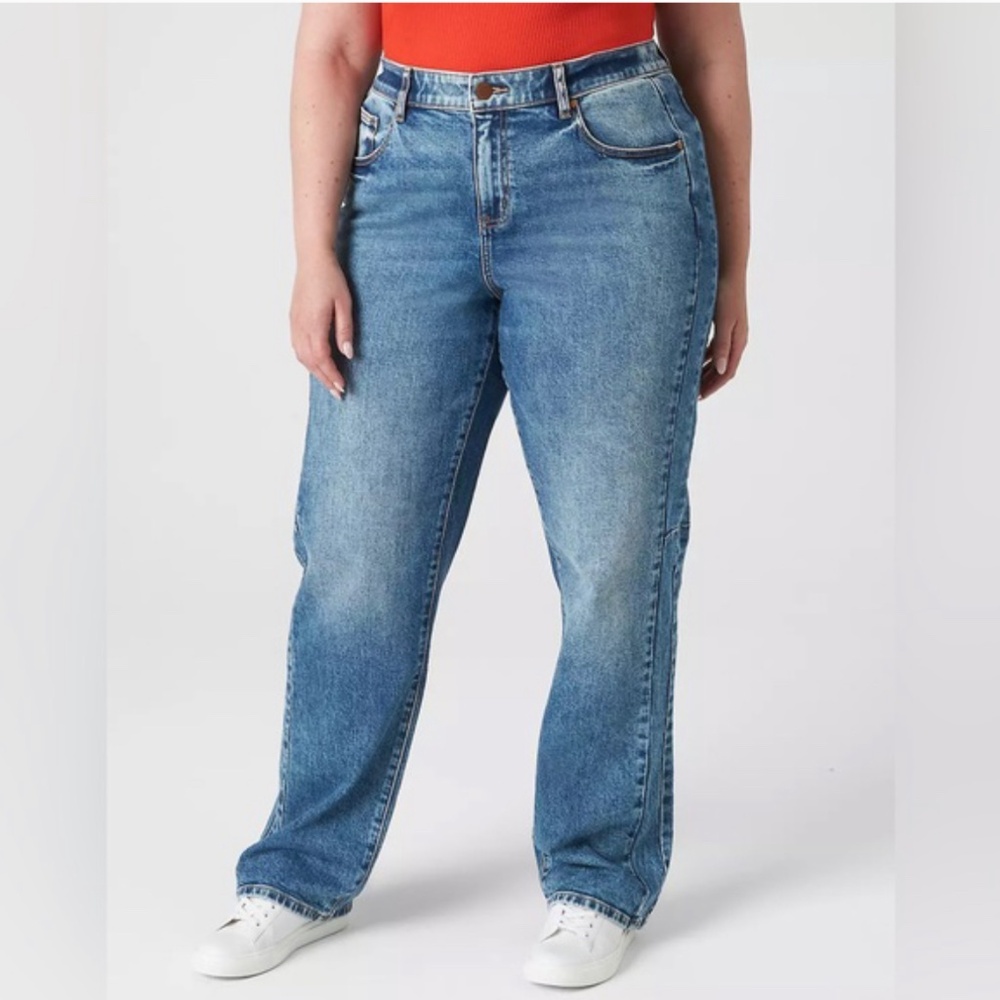 Lane Bryant Jeans 14P Mid-Rise Loose Straight Fit Flex Magic Waistband petite 14